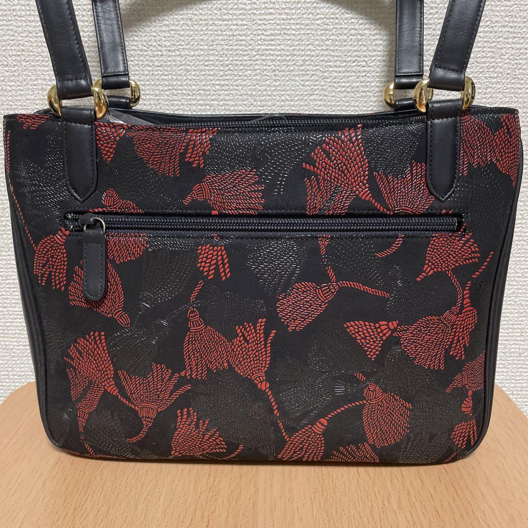 INDEN-YA / 印傳屋 印伝 鹿革 漆塗り ブラック 黒 ハンドバッグ