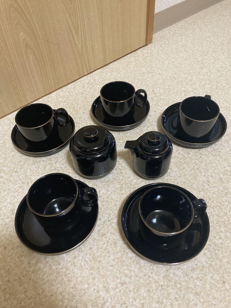 黒のコーヒーセット 5客とポット付きコーヒー・ティーカップ