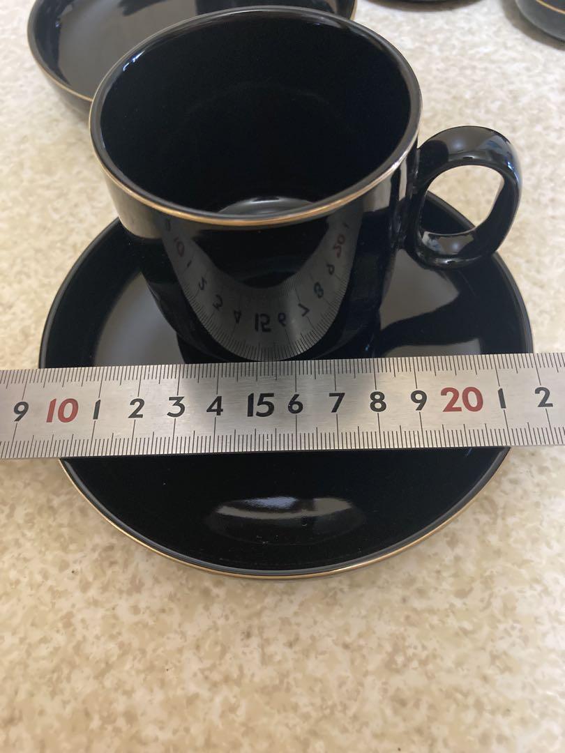 黒のコーヒーセット 5客とポット付き