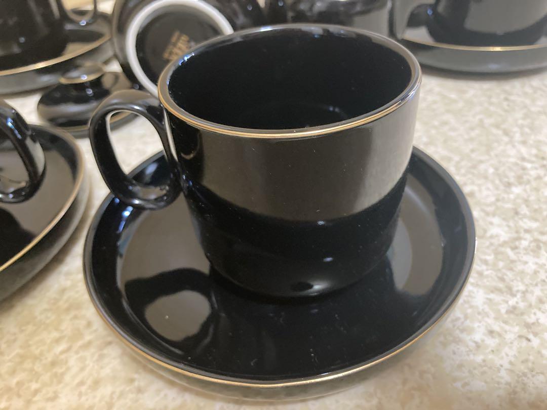 黒のコーヒーセット 5客とポット付き