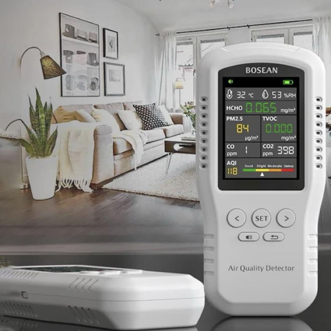 BOSEAN　ホルムアルデヒド濃度計　PM2.5　温湿度表示付き 空気品質測定器