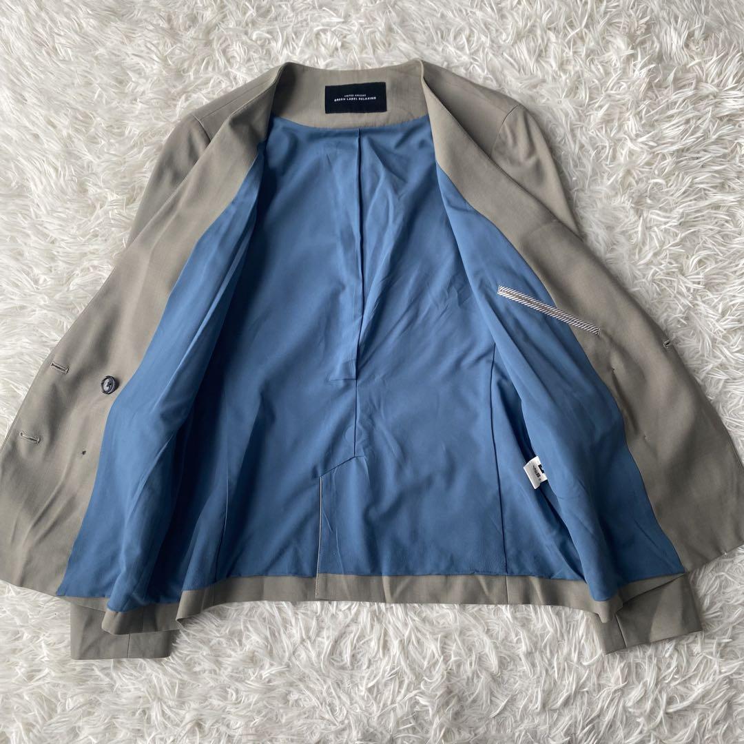GREEN LABEL RELAXING ノーカラーダブルジャケット スーツ M GREEN LABEL RELAXING ノーカラーダブルジャケット スーツ M