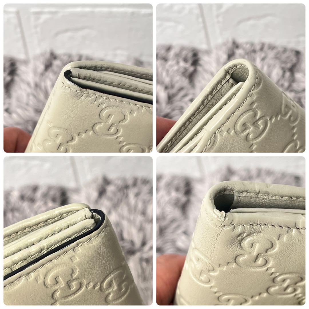 美品✨GUCCI 長財布　シマ　ラブリーハート　ホワイトグレー　レディース