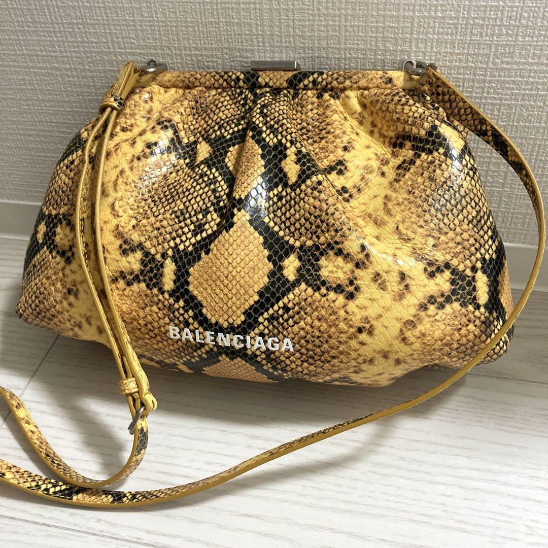 BALENCIAGA バレンシアガ/クロコ型押しがま口ショルダー/618915