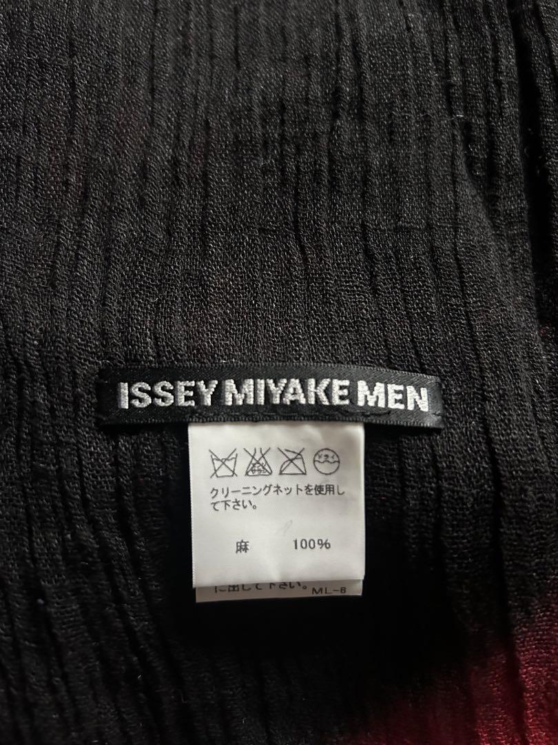 希少 イッセイミヤケ ISEEY MIYAKE プリーツストール リネン 黒赤