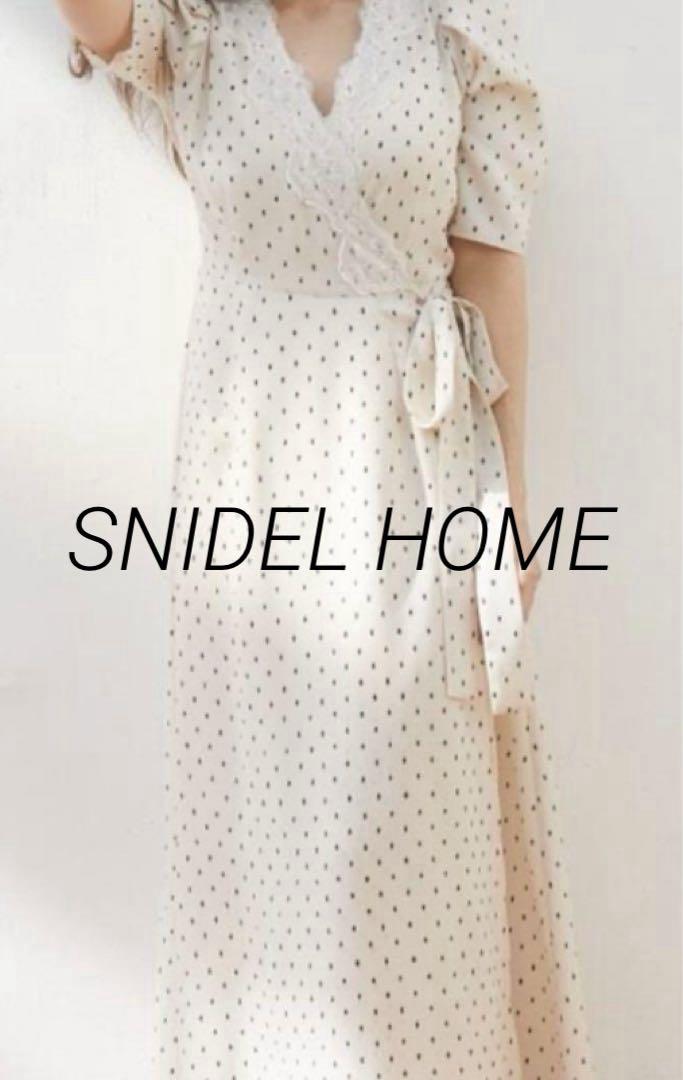 【美品】スナイデル ホーム レース切替 ドットワンピース ロング フレア 美品》SNIDEL HOME レース切替ドットワンピース ロング - メルカリ