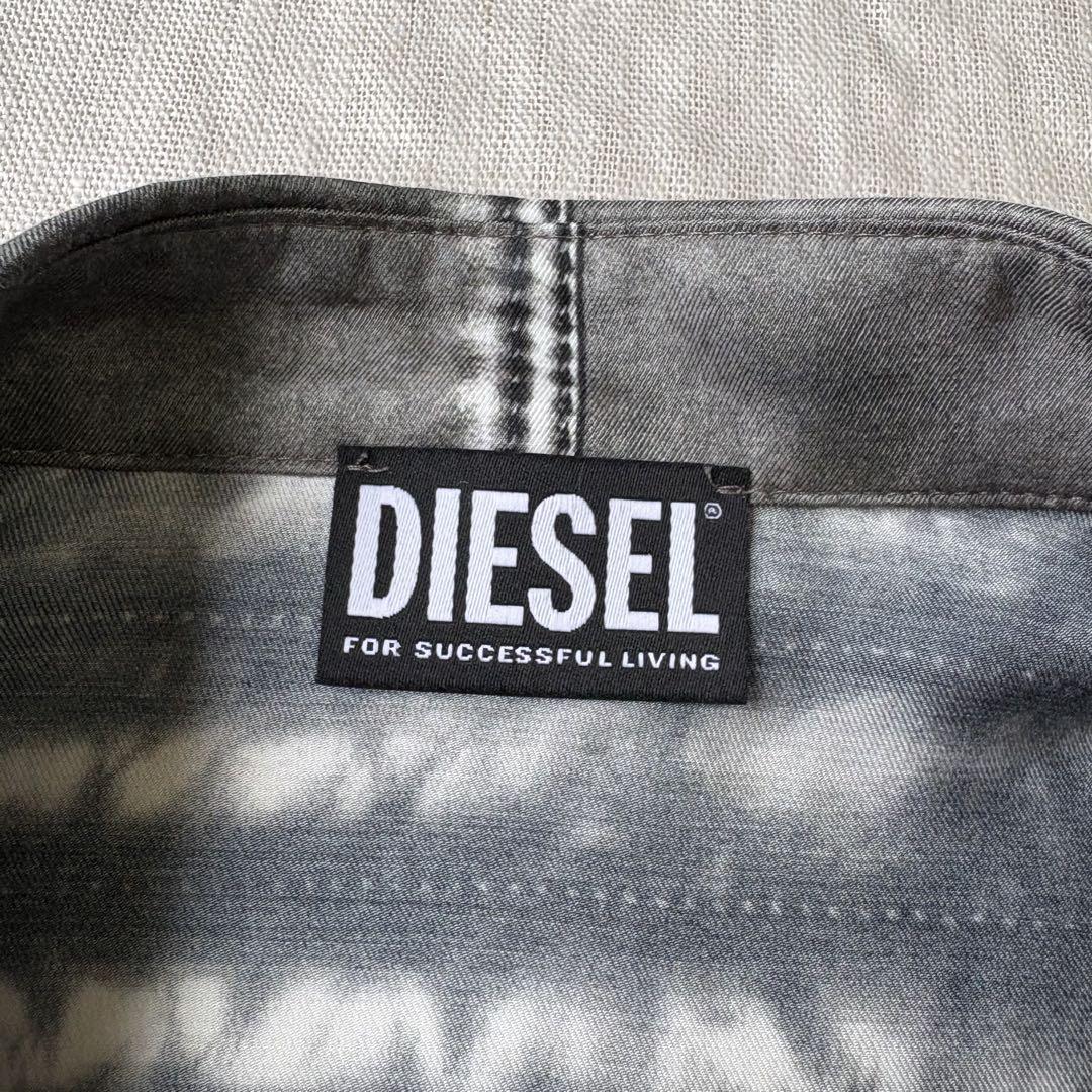 50%OFF DIESEL ディーゼル レーヨン トロンプルイユ 転写プリント 半袖 トップス