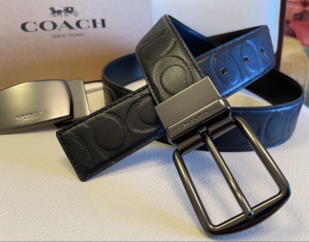 新品COACHコーチシグネチャーフリーサイズリバーシブルベルト