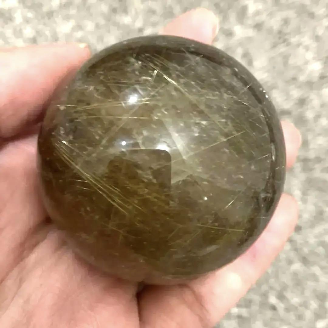 最終値下げ‼️45mm 210g ゴールドルチルクォーツ　スフィア　金針水晶