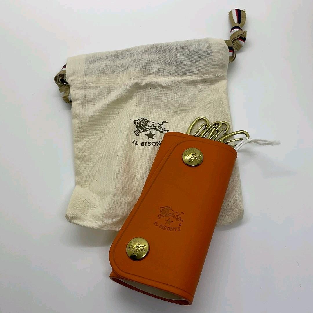 新品 イルビゾンテ(IL BISONTE)4連キーケース オレンジ 正規袋付き