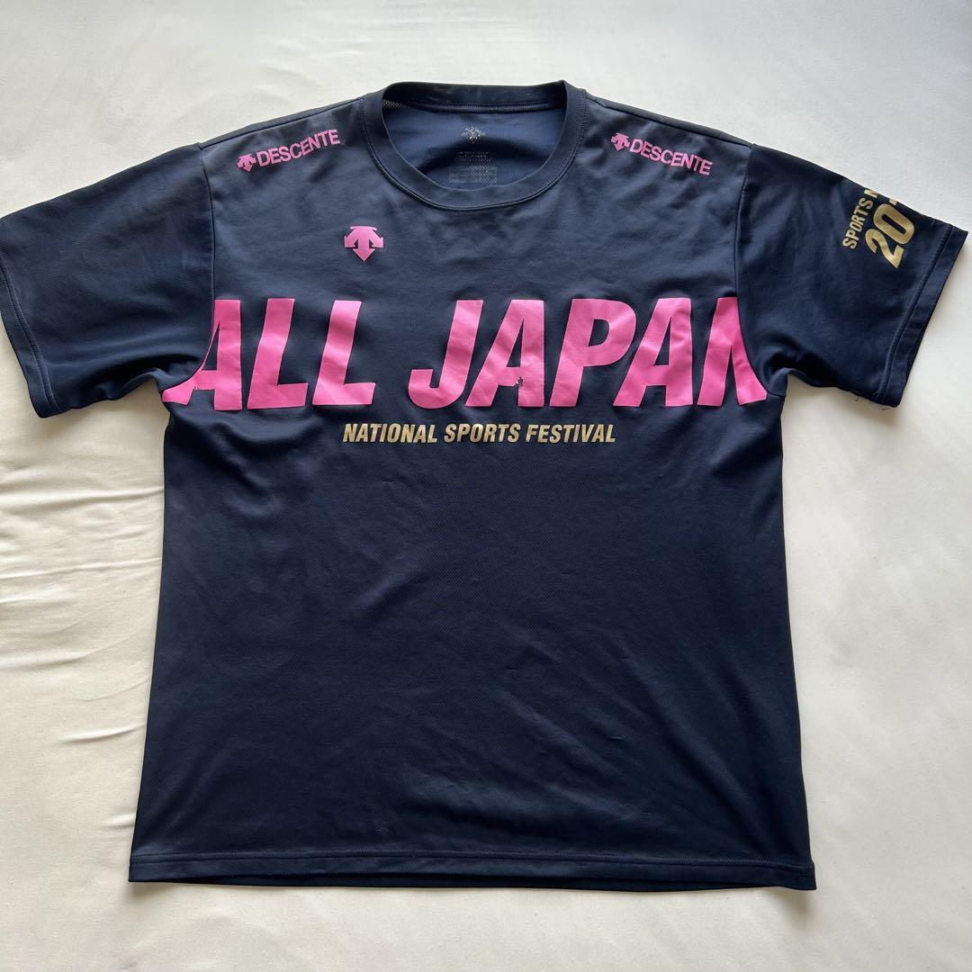 DESCENTE ALL JAPAN シャツ ネイビー 国体Tシャツ 限定 - メルカリ
