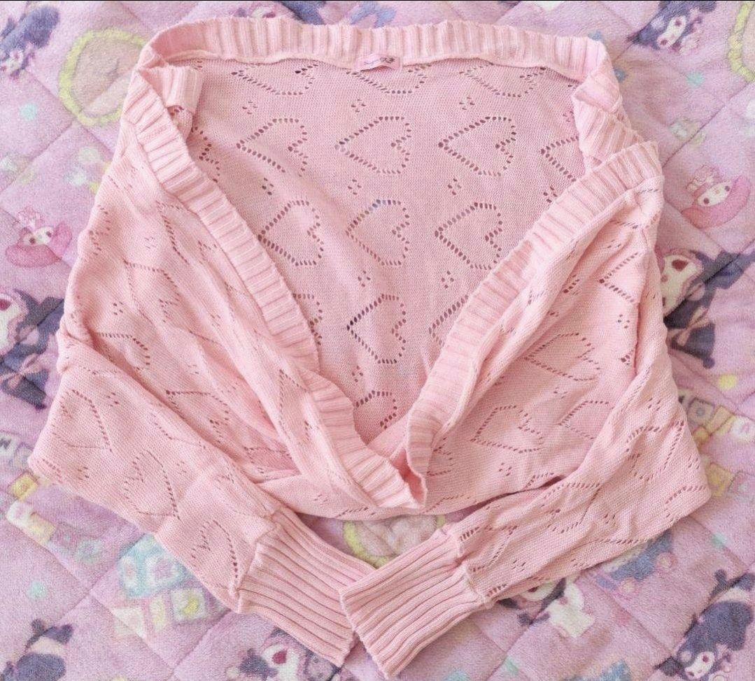 MA*RS♡Sugar Gloss♡ハート鍵編みドルマンカーディガン ピンク