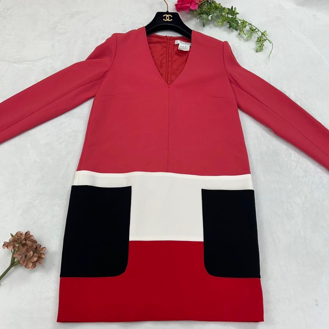 H782 M 38 マックスマーラ チュニック風 ひざ丈ワンピース レディース