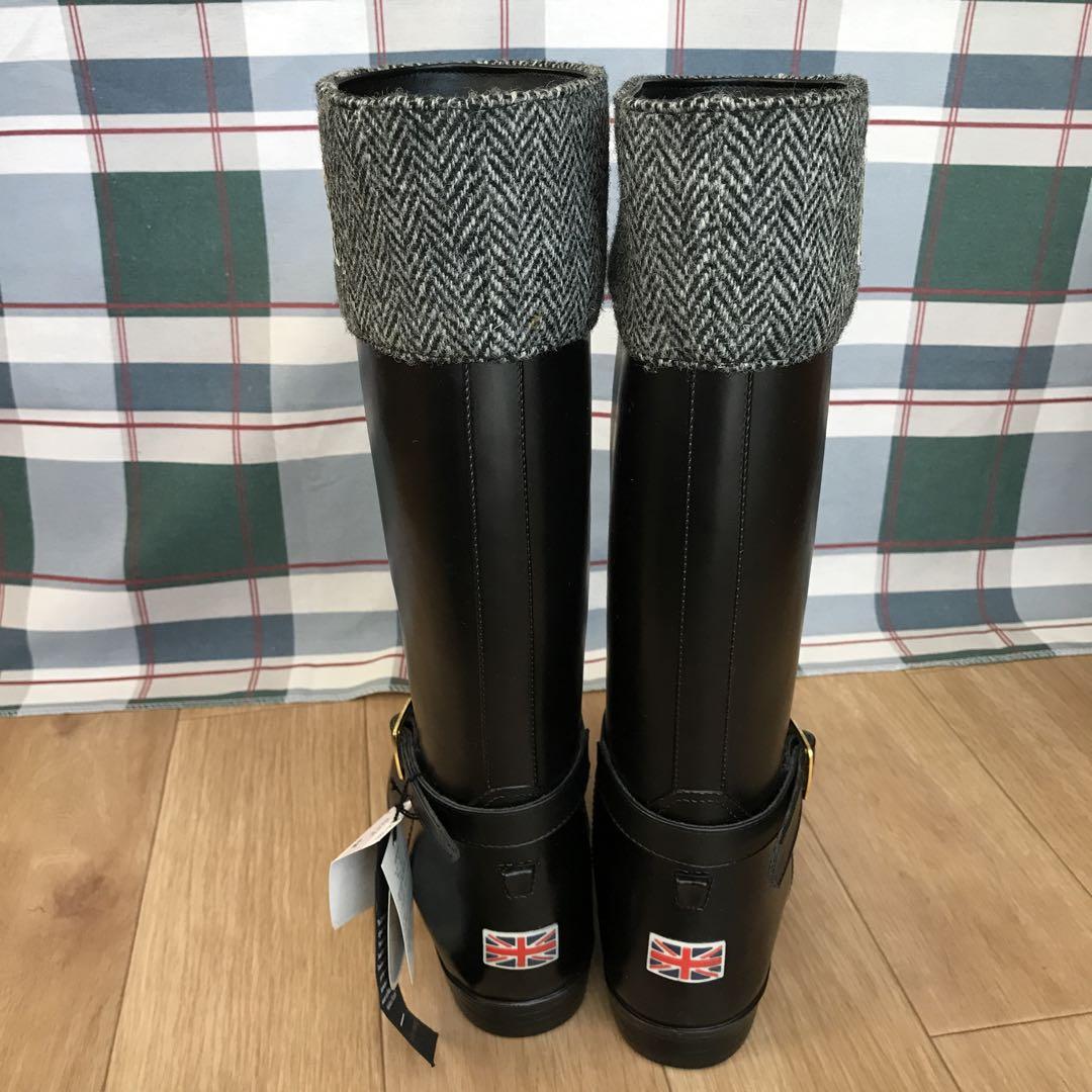 レインブーツ新品 ハリスツイード M(アウトソール25cm) 本社直接