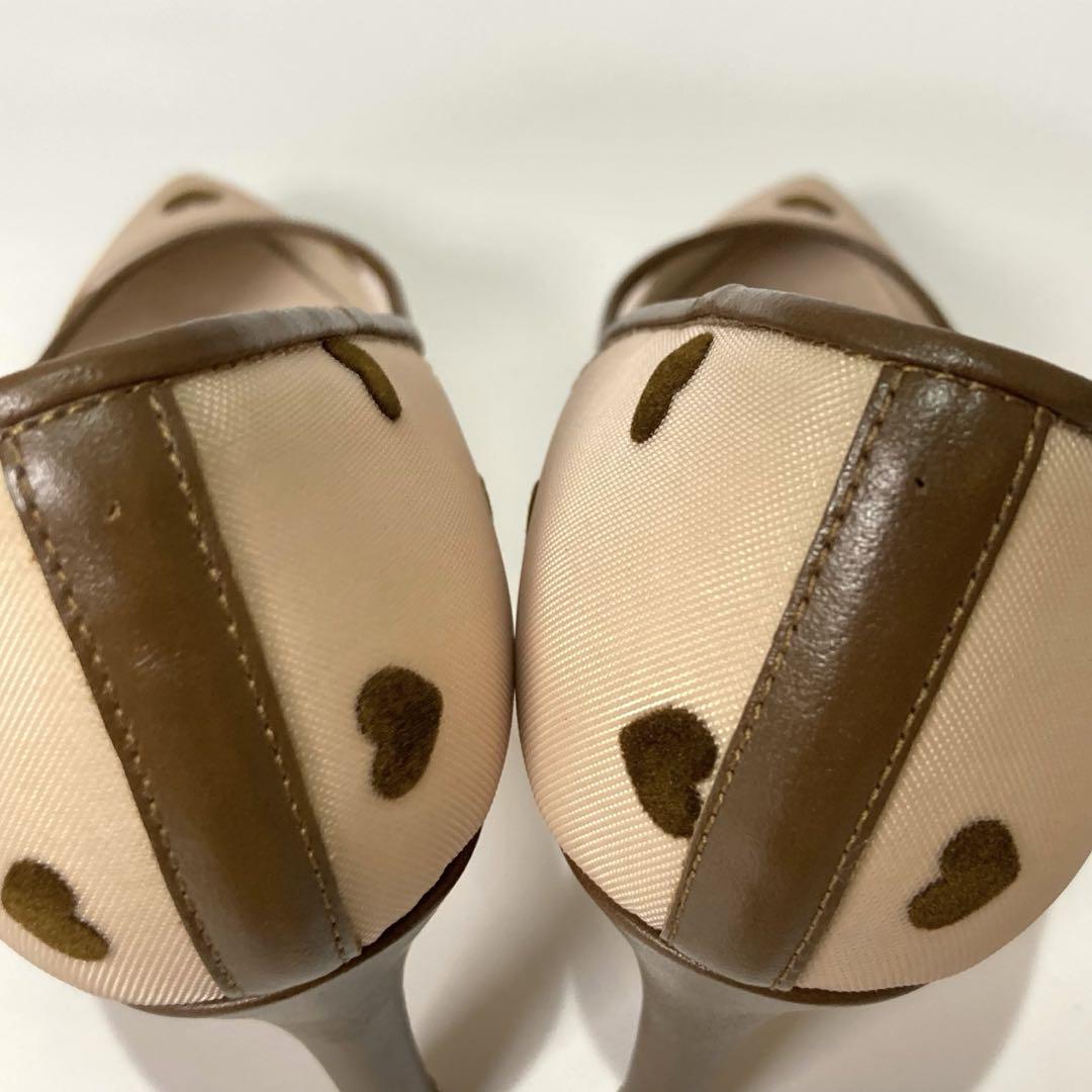 美品　DIANA ハート パンプス チュールパンプス　ヒール　ベージュ　22㎝ 美品 DIANA ハート パンプス チュールパンプス ヒール ベージュ