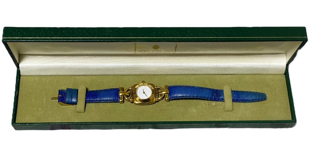 GUCCI 6300L ホースビット GP ブルー クォーツ 腕時計