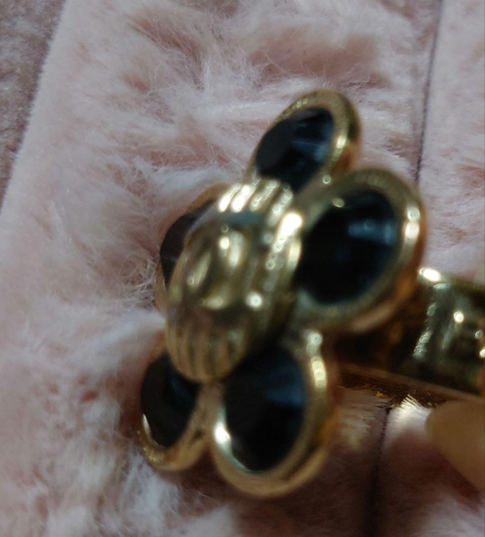 CHANEL カメオ フラワーリング ゴールド ブラック 真鍮