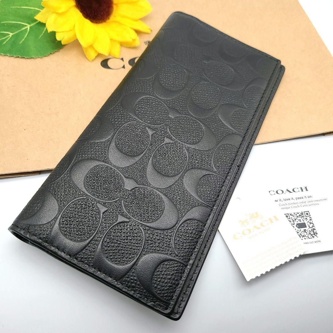 COACH ブラック 長財布 エンボス加工