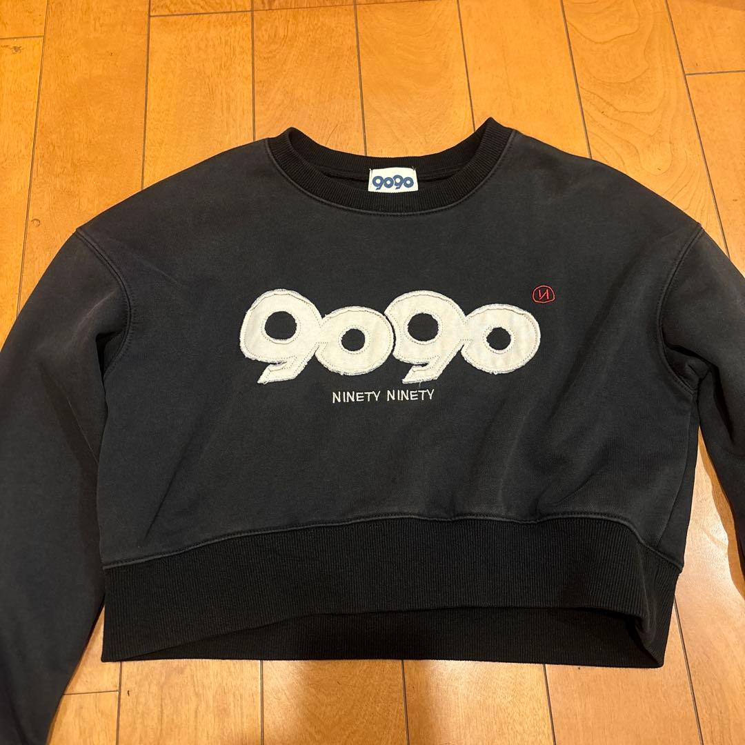 9090 クロップドスウェット ブラックS 9090