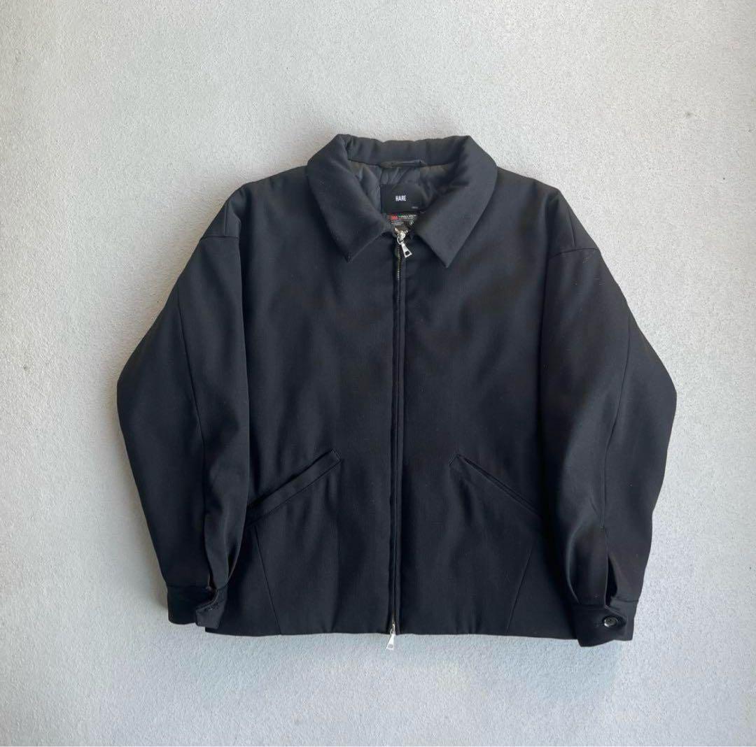 HARE 短丈　ブルゾン　ドリズラージャケット　ダブルジップ　ノームコア　黒