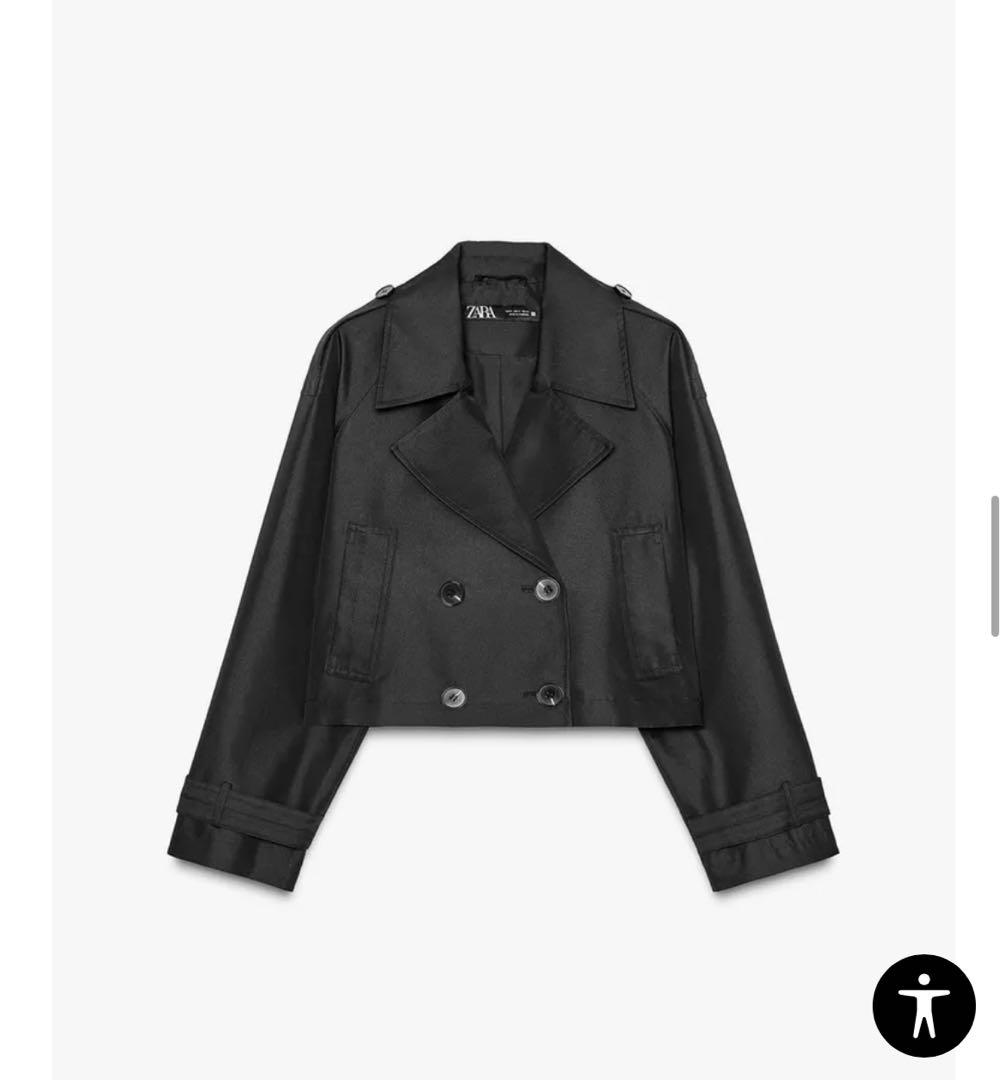 ショート丈ダブルブレストジャケット ZARA ブラック 黒