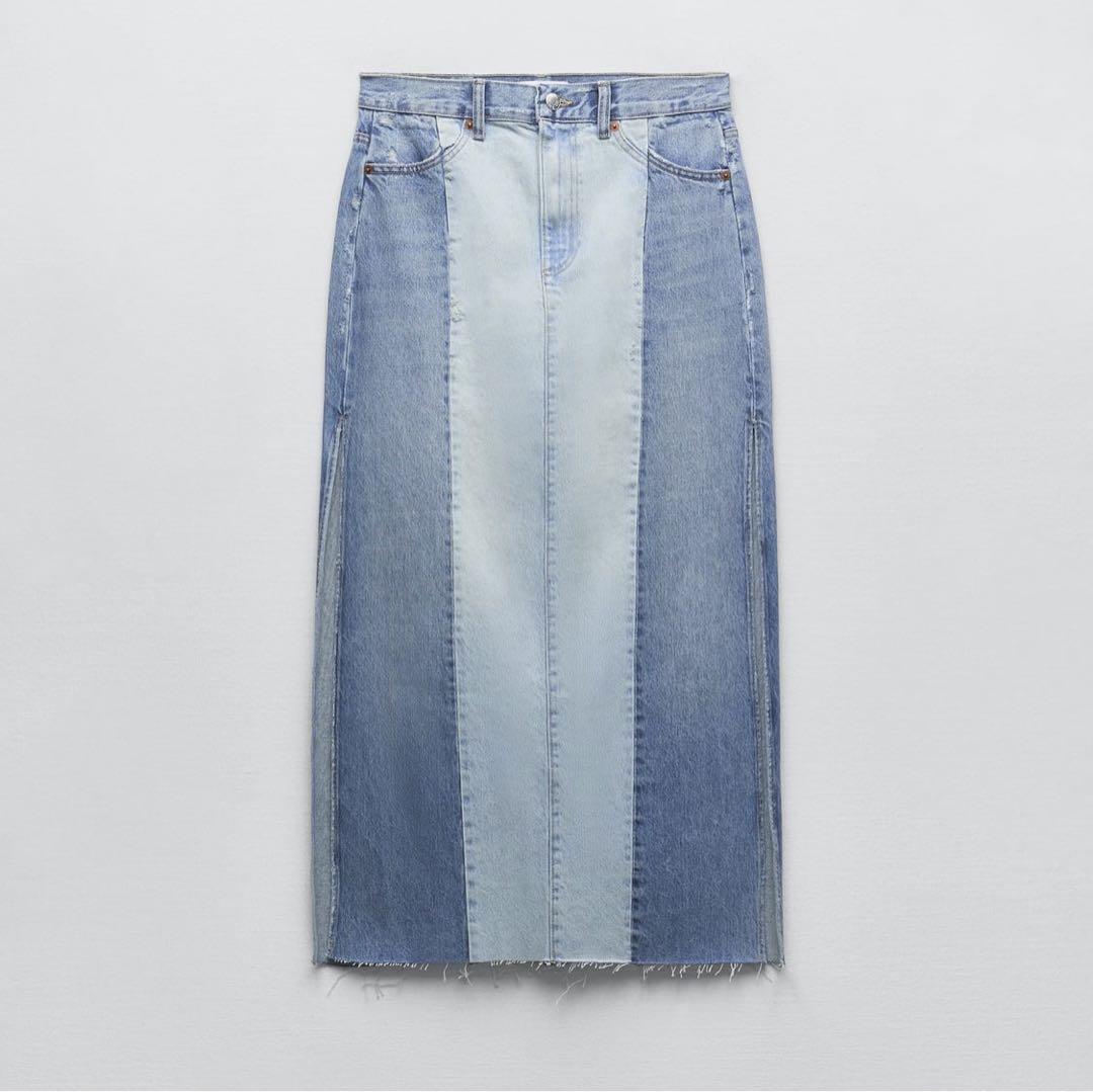 完売ZARAザラ★人気パッチワークデニムワンピーススカートボタン lw00650.jpg