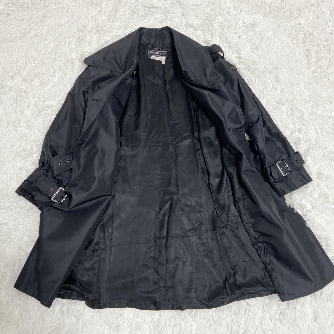 美品 SLVATORE FERRAGAMO トレンチコート L 黒 ブラック