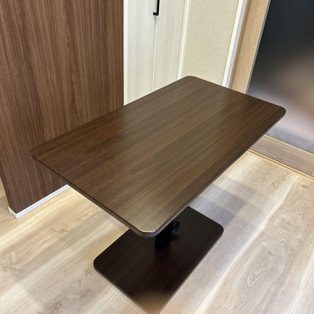 昇降式ダイニングテーブル　ブラウン