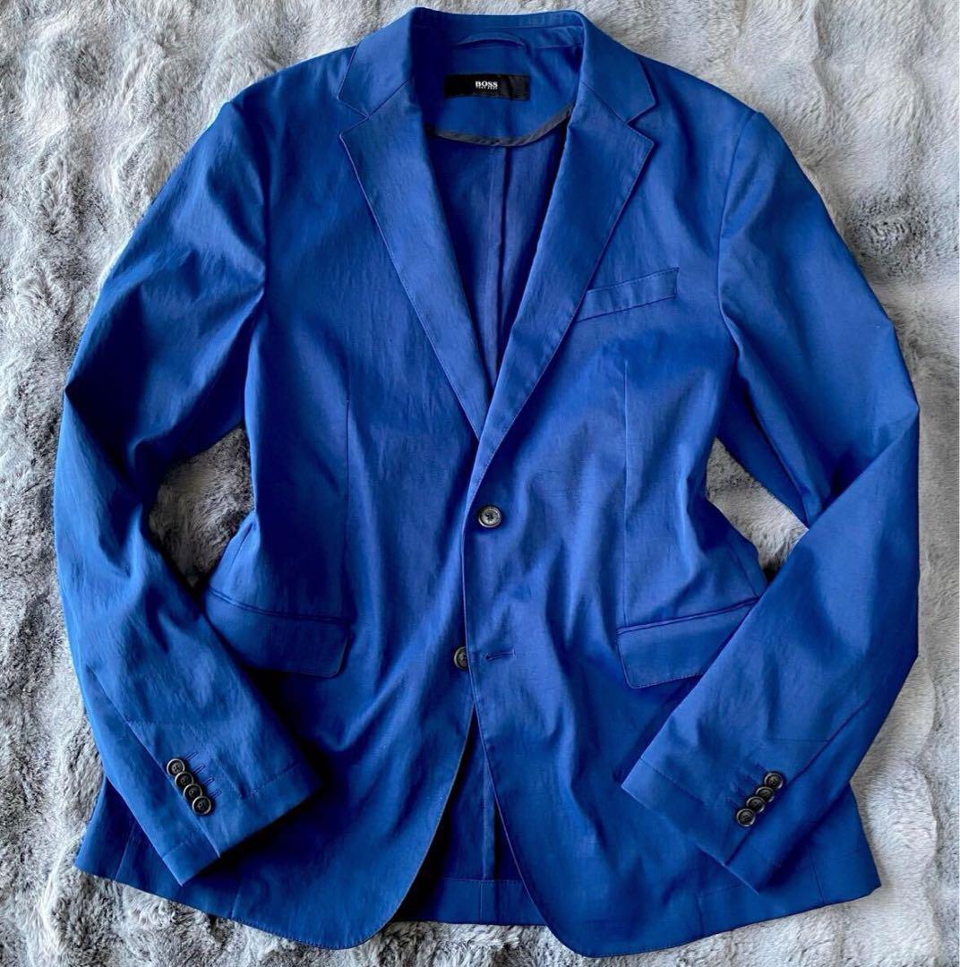 希少52サイズHUGO BOSS/ヒューゴボステーラードジャケット ブルー