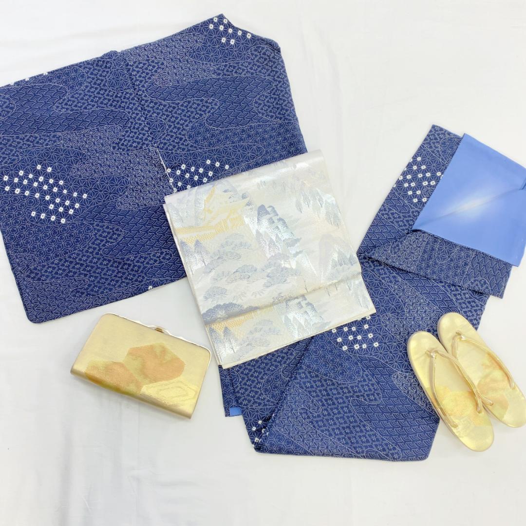 1448】着物 小紋 袷 正絹 単品販売♪ 紺 減額 profi-luftfilter.de