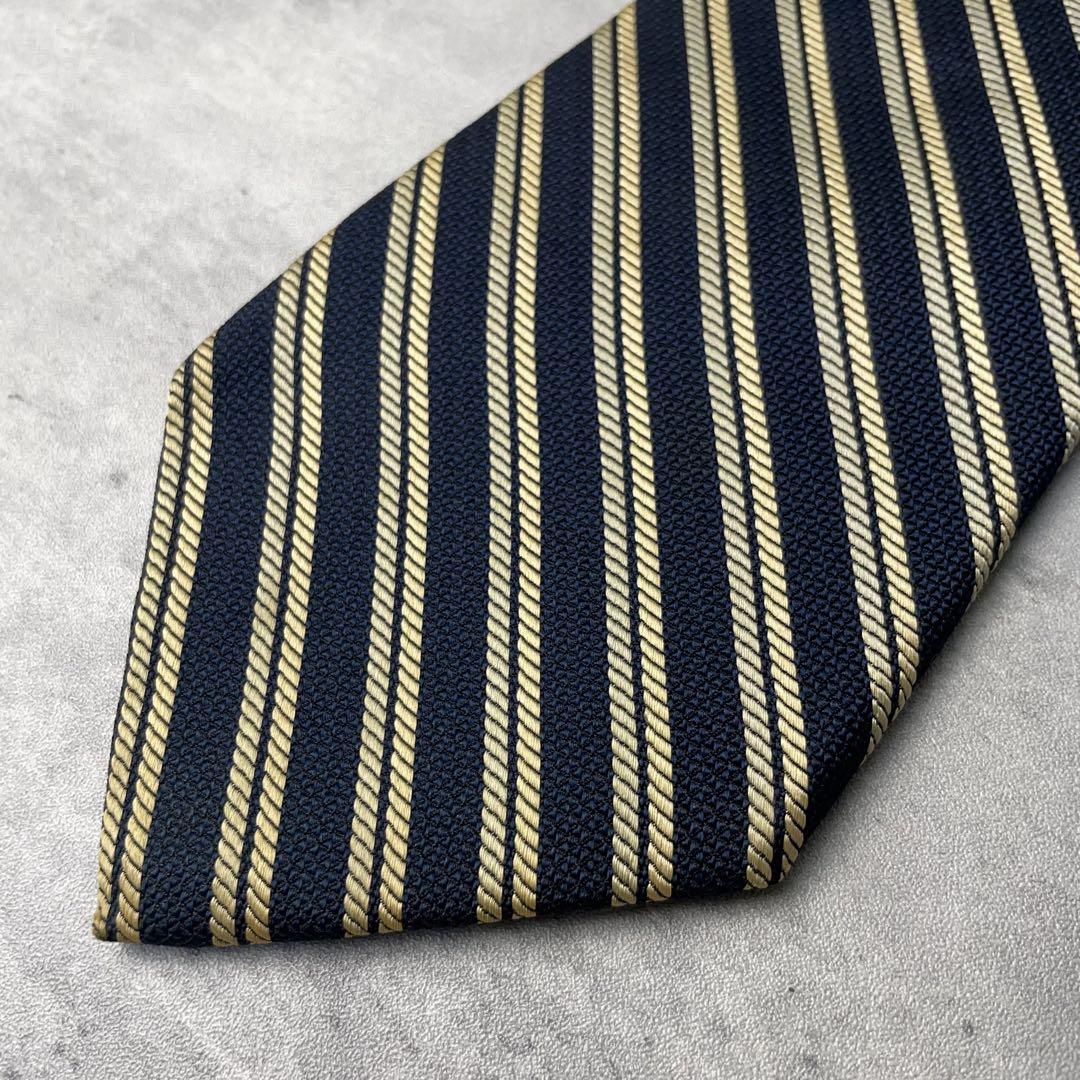 米国製 Brooks Brothers ストライプ レップタイ ネクタイ 紺 黄
