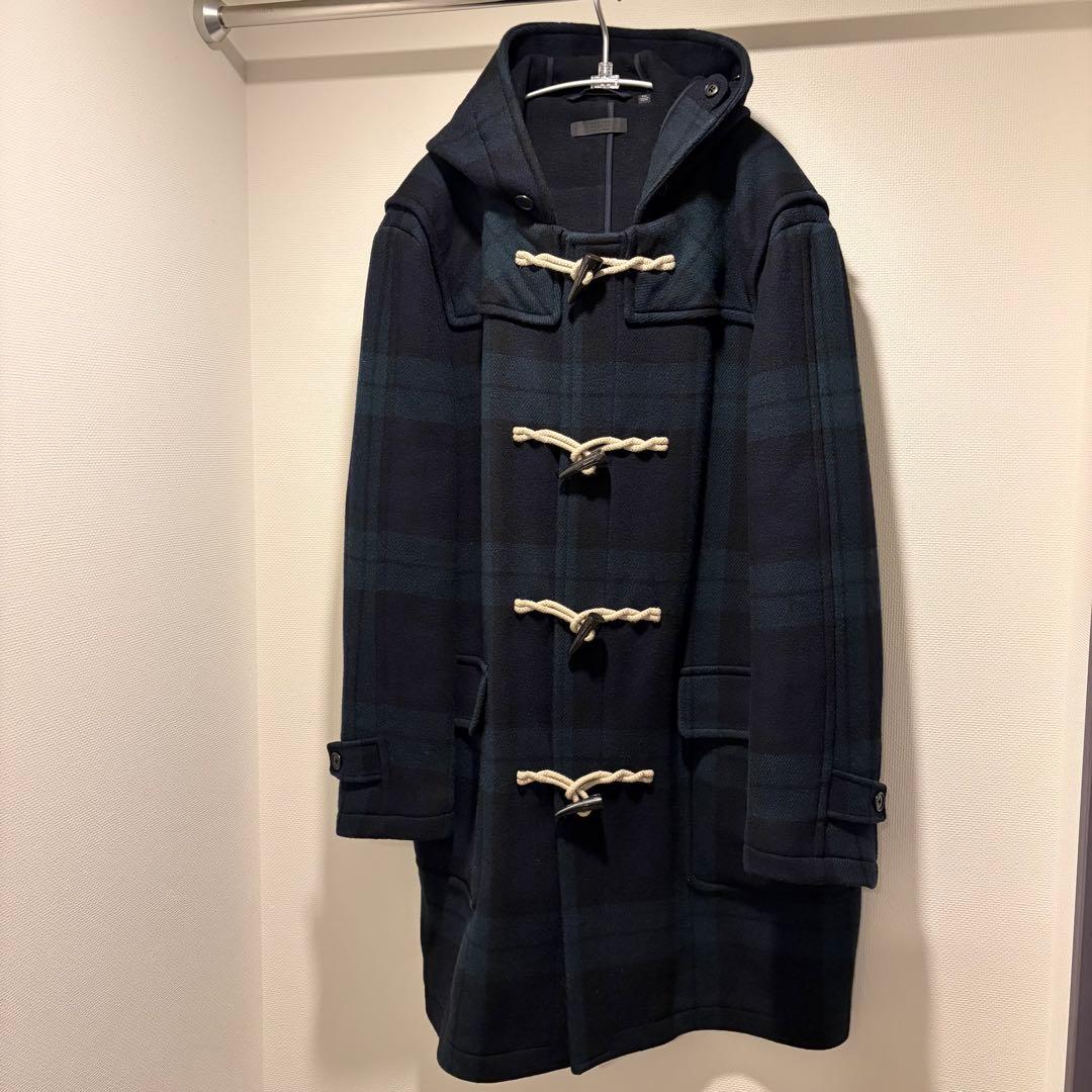 UNIQLO ウールブレンドダッフルコート XXL グリーン系チェック2XL 3L UNIQLO