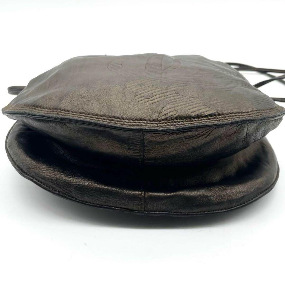 美品✨ロエベ ショルダーバッグ 巾着 ナッパレザー アナグラム メタリック