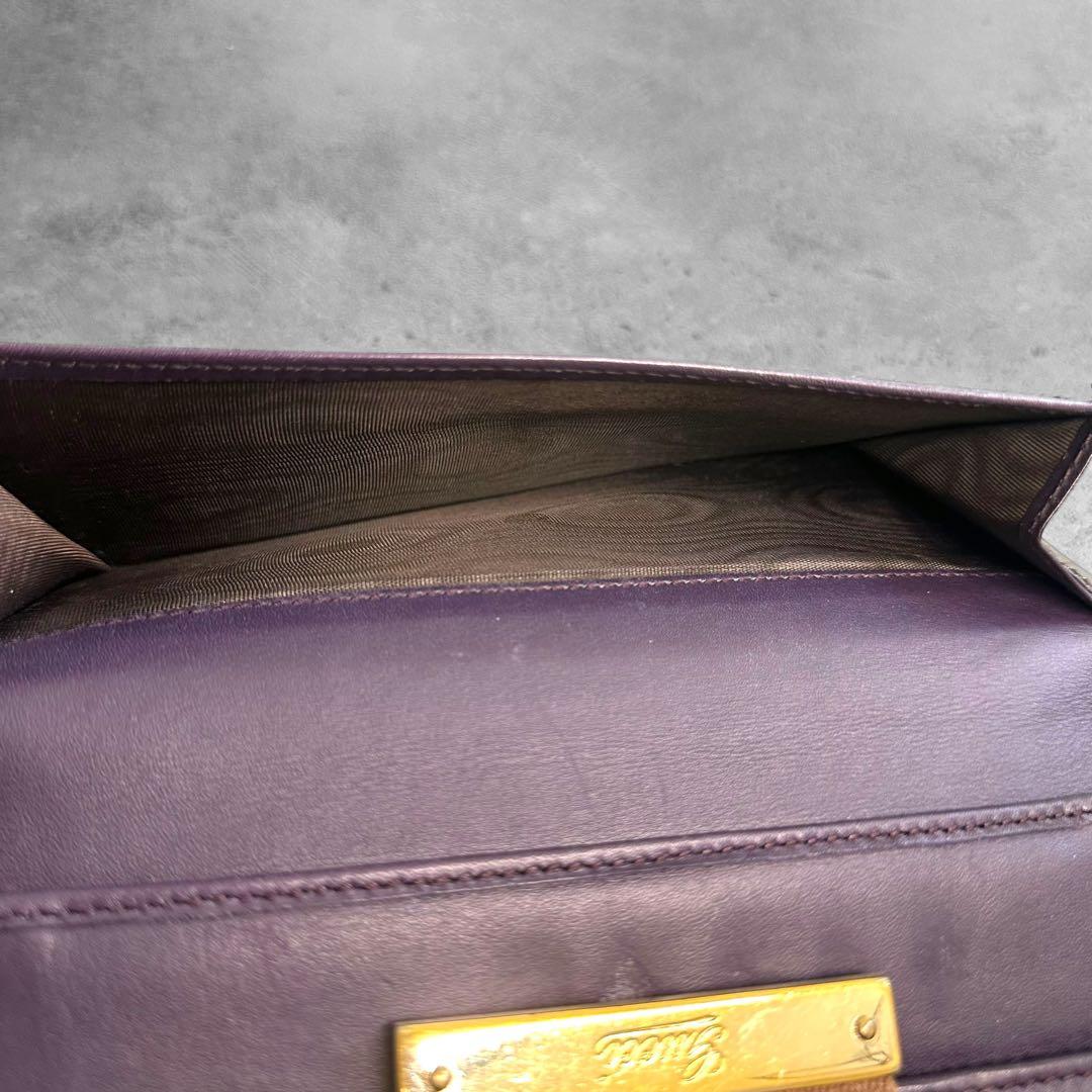 GUCCI シェリーライン　GGキャンバス 二つ折り長財布 筆記体ロゴ　紫