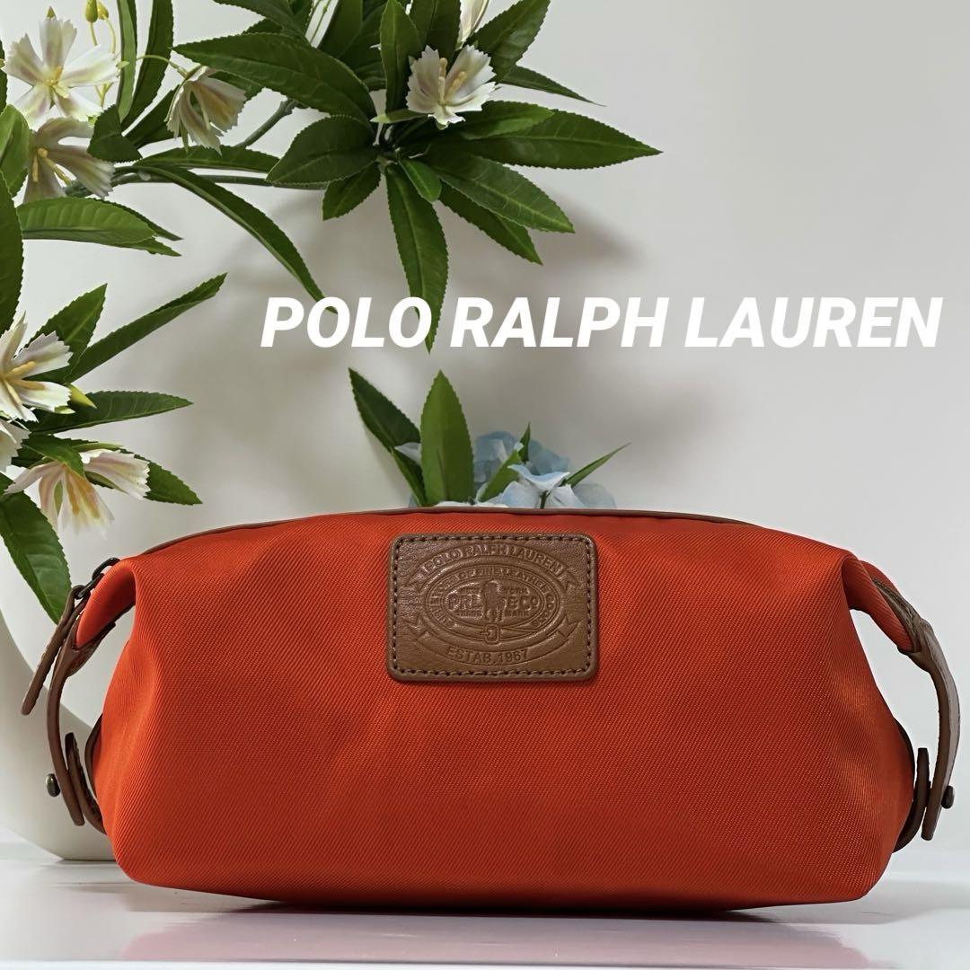 【美品】POLO RALPH LAUREN クラッチバッグ 軽量 レザーポーチ