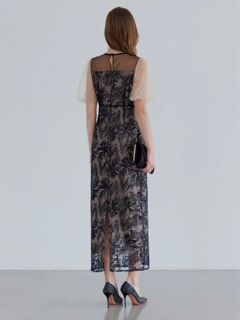 アシンメトリーシアーフラワーワンピースドレス結婚式パーティー成人式二次会デート