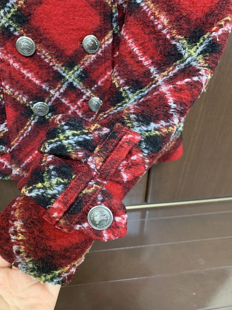 Burberry 赤チェック ショート ダッフルコート　y2k