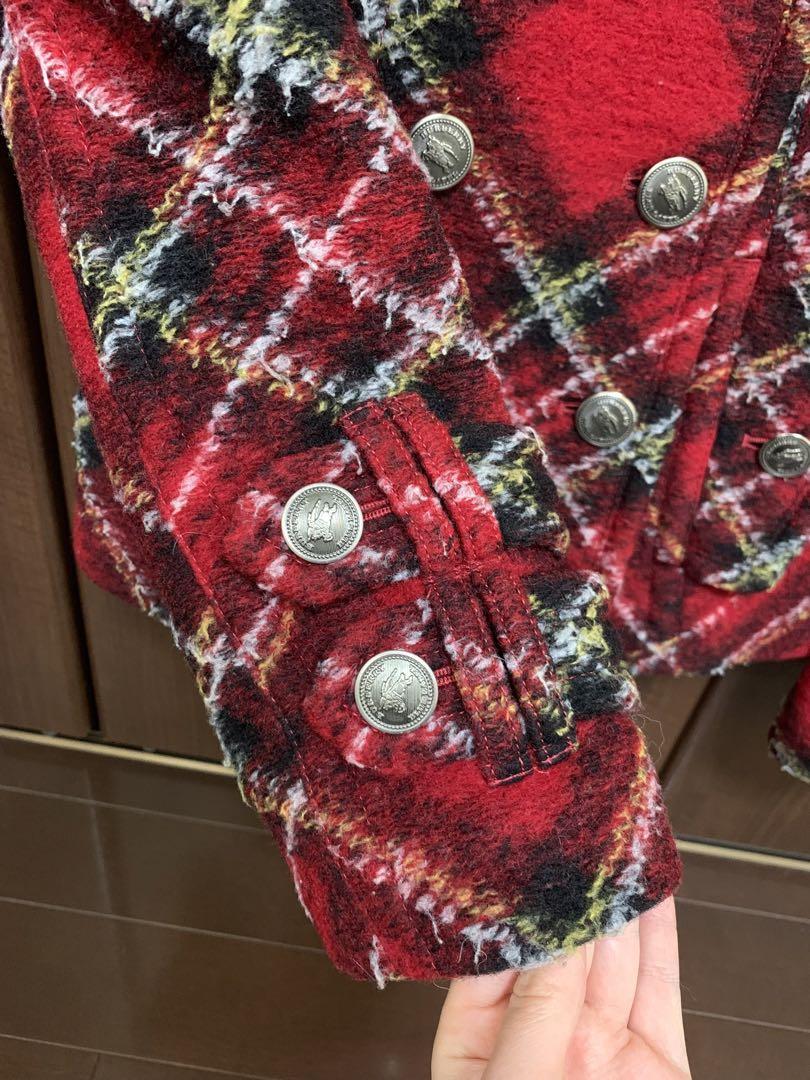 Burberry 赤チェック ショート ダッフルコート　y2k