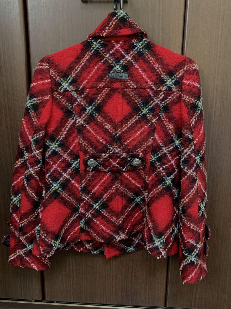 Burberry 赤チェック ショート ダッフルコート　y2k