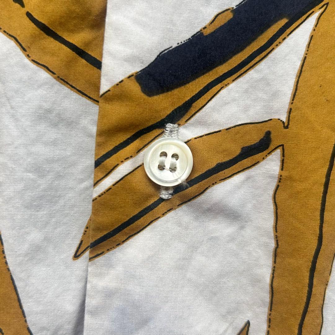 【訳あり】マルニ 半袖シャツ リーフ柄 総柄 ホワイト M イタリア製 希少品