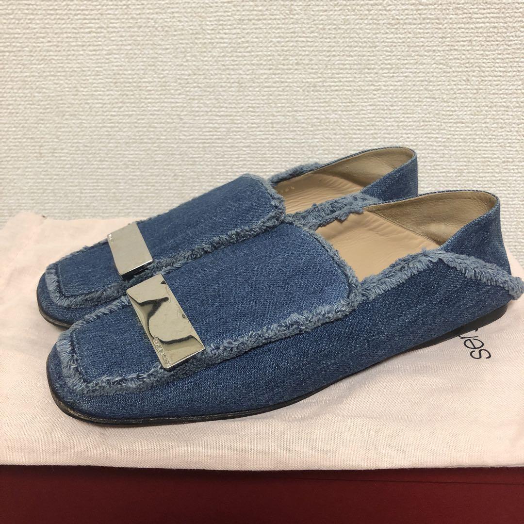 セルジオロッシ sr1 フラット パンプス スリッパ デニム 361/2