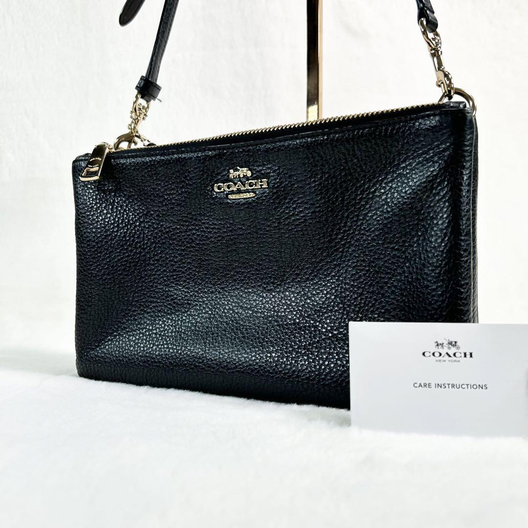 X315【美品】コーチ／クラッチ　ショルダーバッグ　２ＷＡＹ　ヘリテージ　黒