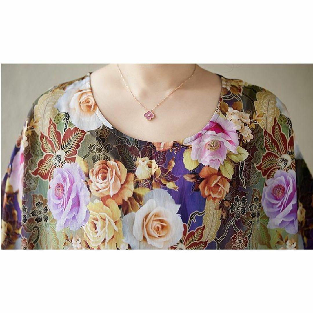【大きいサイズ】 レディース ロング　ワンピース　春夏 秋 新品 半袖　花柄