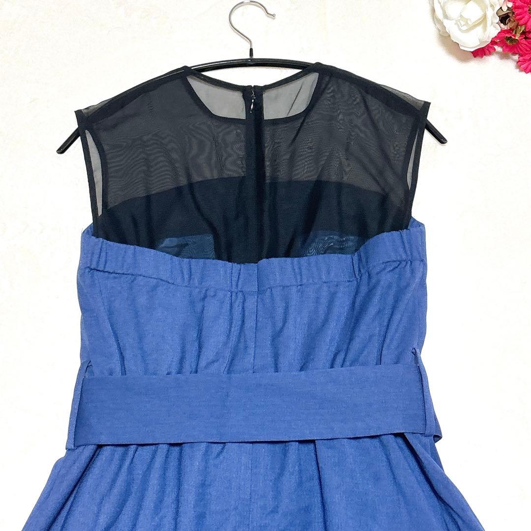 SCOT CLUB リルフェテ M ロング丈 パーティードレス 青 シアー切替