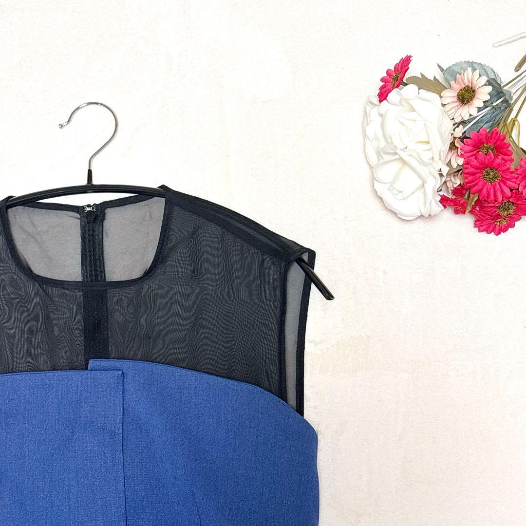 SCOT CLUB リルフェテ M ロング丈 パーティードレス 青 シアー切替