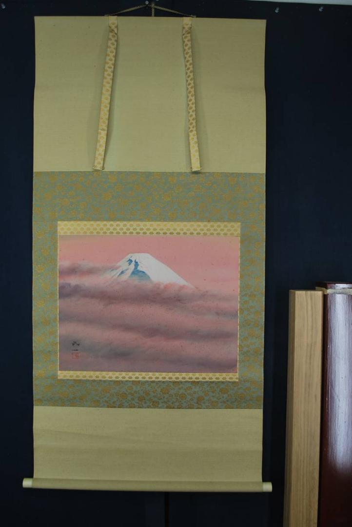 【コレクショ】 梶喜一/富士山図/掛軸☆宝船☆N-879 J NQf6B-m85267479084 すぐにお