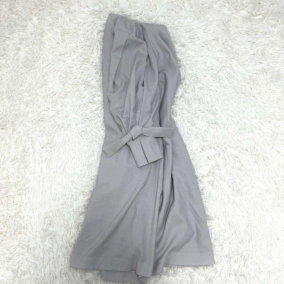 【極美品】アドーア ワンピース 袖リボン 美シルエット レディース グレー S
