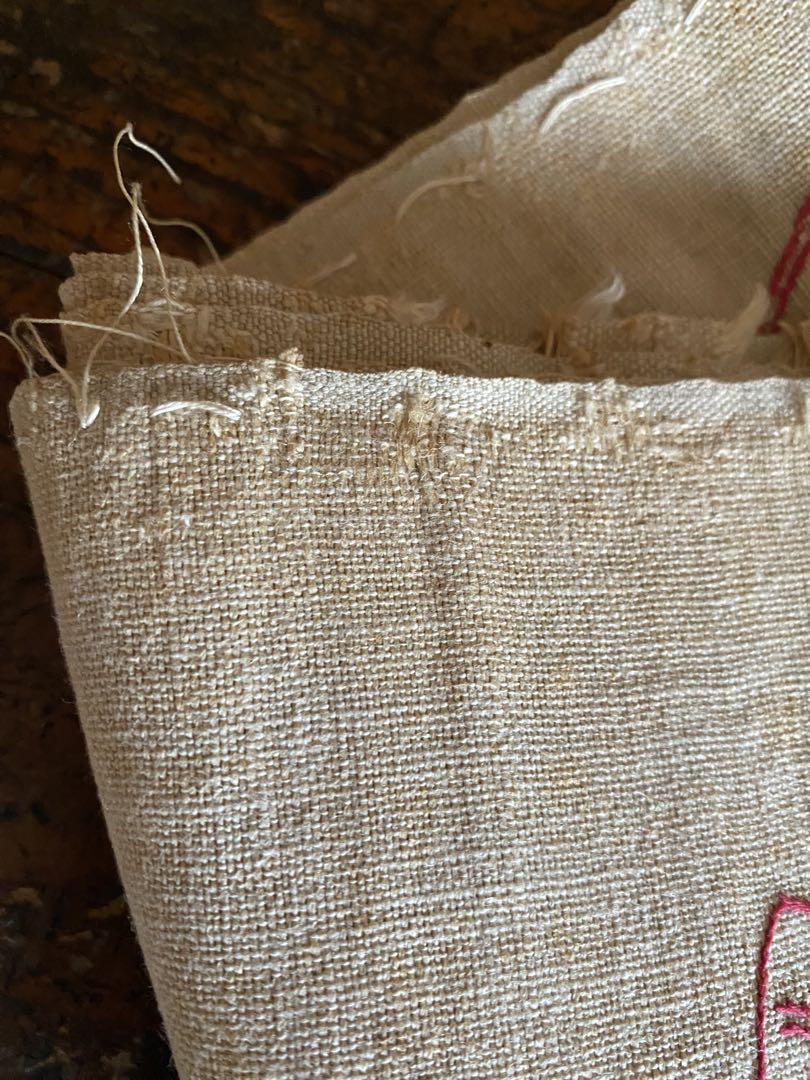 フランス　アンティーク　リネン刺繍　暖炉の飾り