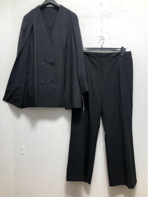 4L黒系ケープ風ダブルジャケットおしゃれセットアップお仕事 通勤