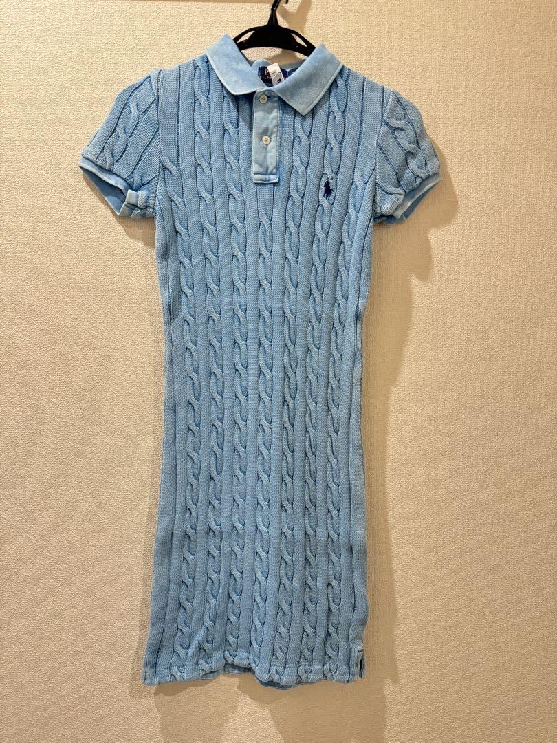 Polo Ralph Lauren 半袖ケーブルニットワンピース S 水色